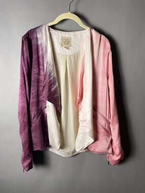 Chaser 100% Silk Pink Purple Ombre Draped Jacket Size M